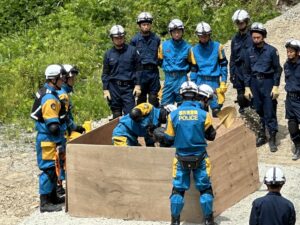 防災訓練 警察 機動隊 西村砂利工業 西村組 救助 